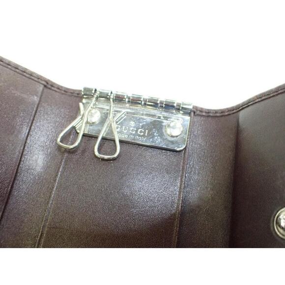 894. Gucci Brown GG Canvas Leather Key Case with Box - Picture 7 of 8